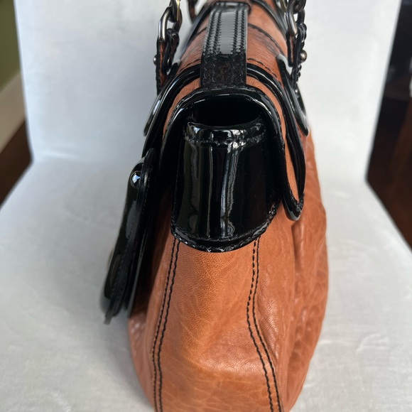 Fendi B Authentic Buckle Bag, Brown with Black Patent Leather - Picture 12 of 15